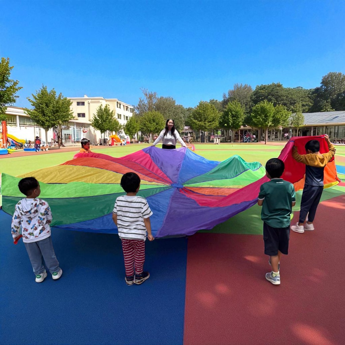 Paracaídas Arcoíris 6m - Juego Cooperativo de Estimulación